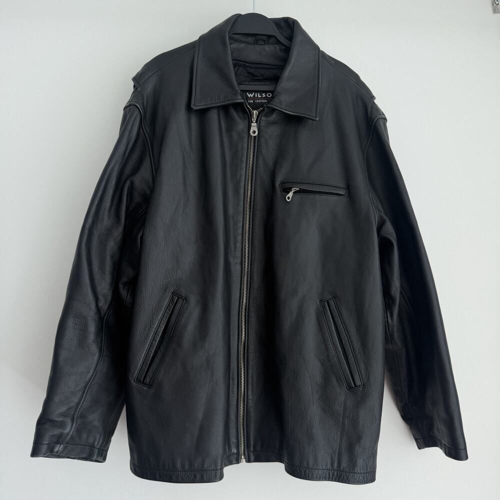 Vintage Wilsons Leather Jacket Mens Large Black Thinsulate Quilted Lining Moto